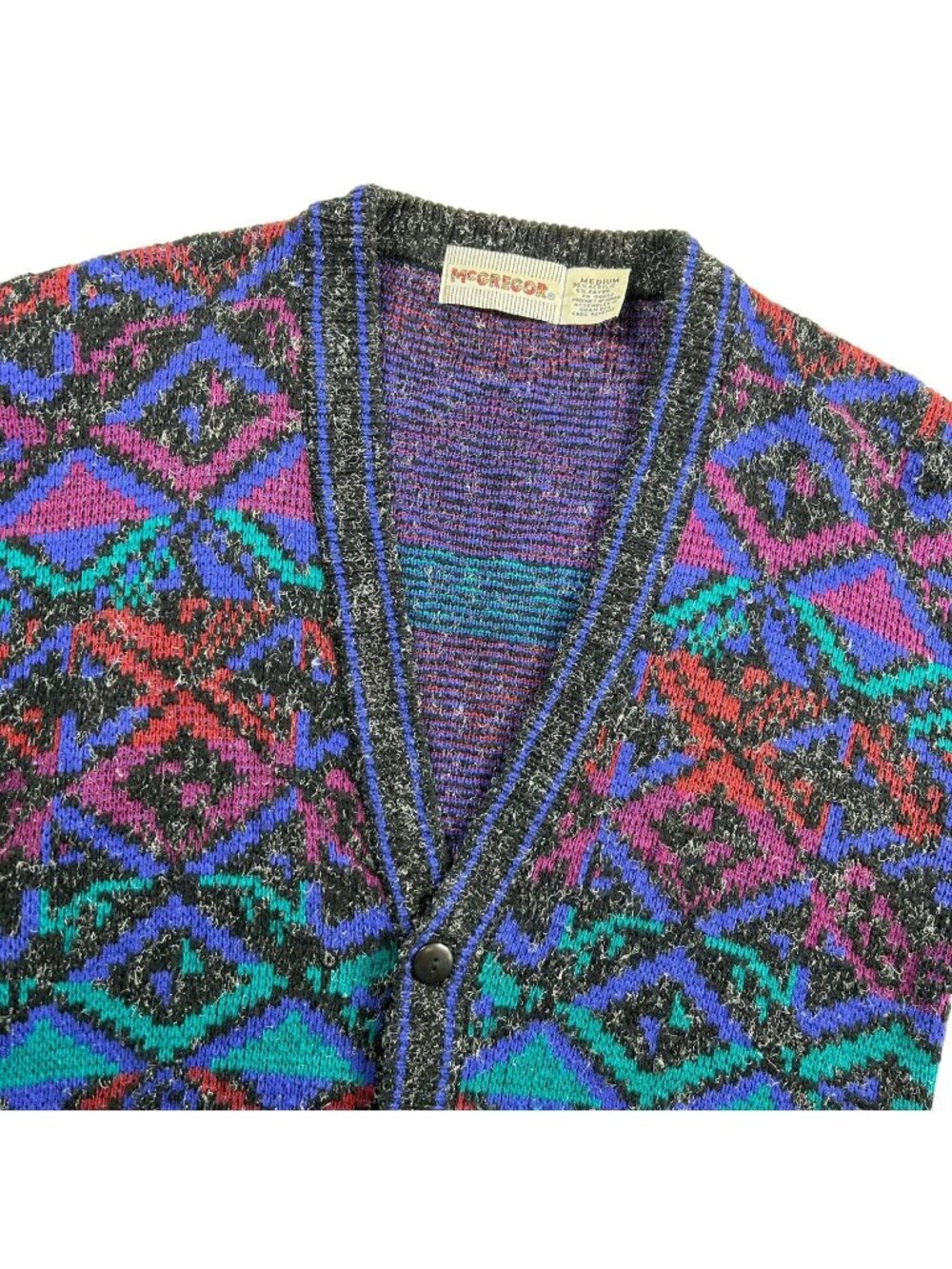 VTG McGregor Men's Knit Acrylic Button L/S Cardigan Multicolor • Medium